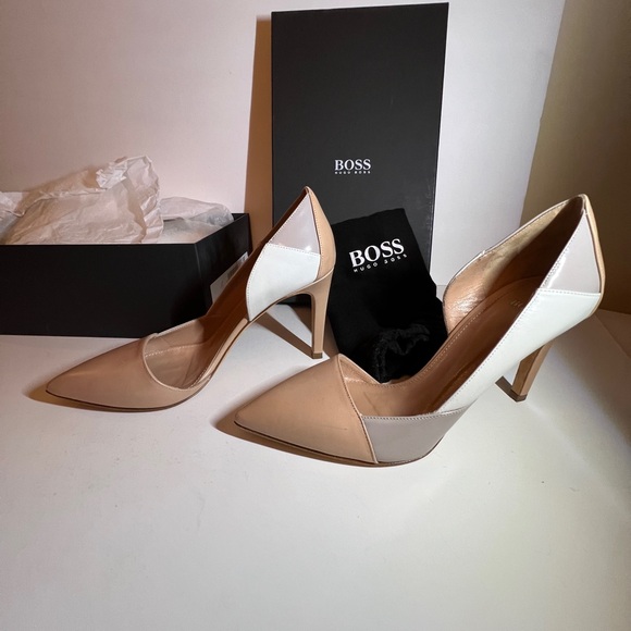 Hugo Boss “Gea-B” beige leather heels size 7.5 - Picture 2 of 7